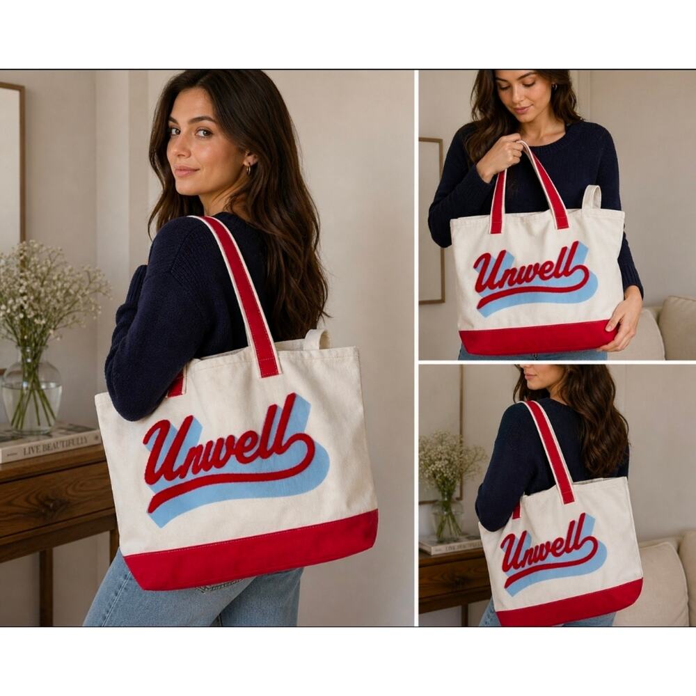 MSRP $25 NWT UNWELL X TARGET VARSITY CHENILLE CANVAS TOTE BAG